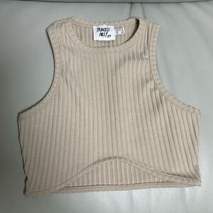 Princess Polly Beige Ribbed Crop Top